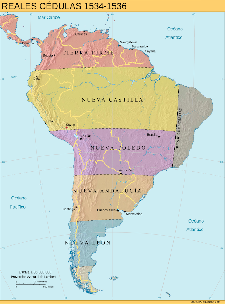 Mapa de la Gobernación de Nueva León y el Puerto de los Leones (1535), primer asentamiento europeo en territorio argentino