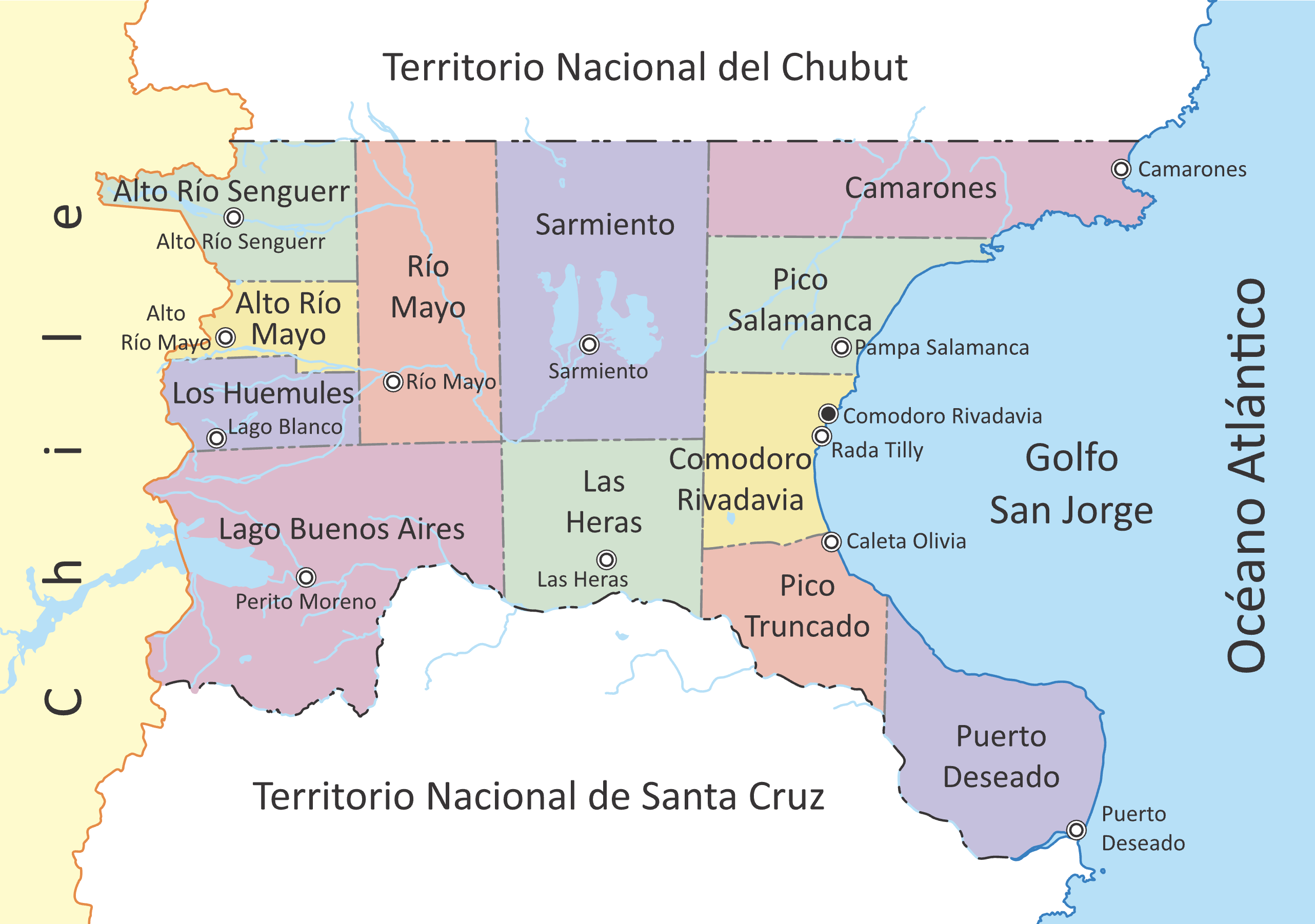 División departamental de la Gobernación Militar de Comodoro Rivadavia